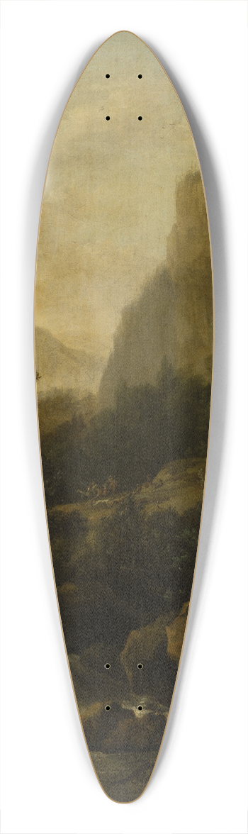 Frederik de Moucheron - Mountain Landscape with Deer Hunt at a Waterfall 39.3 inch art pintail longboard deck