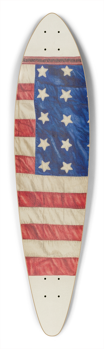 Fred Hassebrock - Quilt  Top Star and Flag Design 39.3 inch art pintail longboard deck