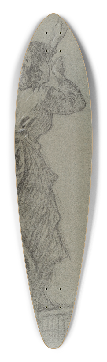 French School - Young Woman Climbing a Step 39.3 inch art pintail longboard deck