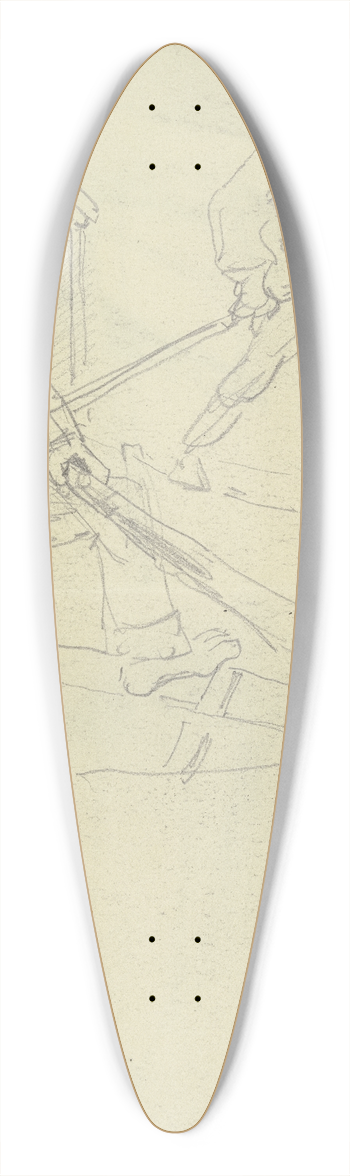 Friedrich Ernst Morgenstern - Study sheet; Two fishermen 39.3 inch art pintail longboard deck