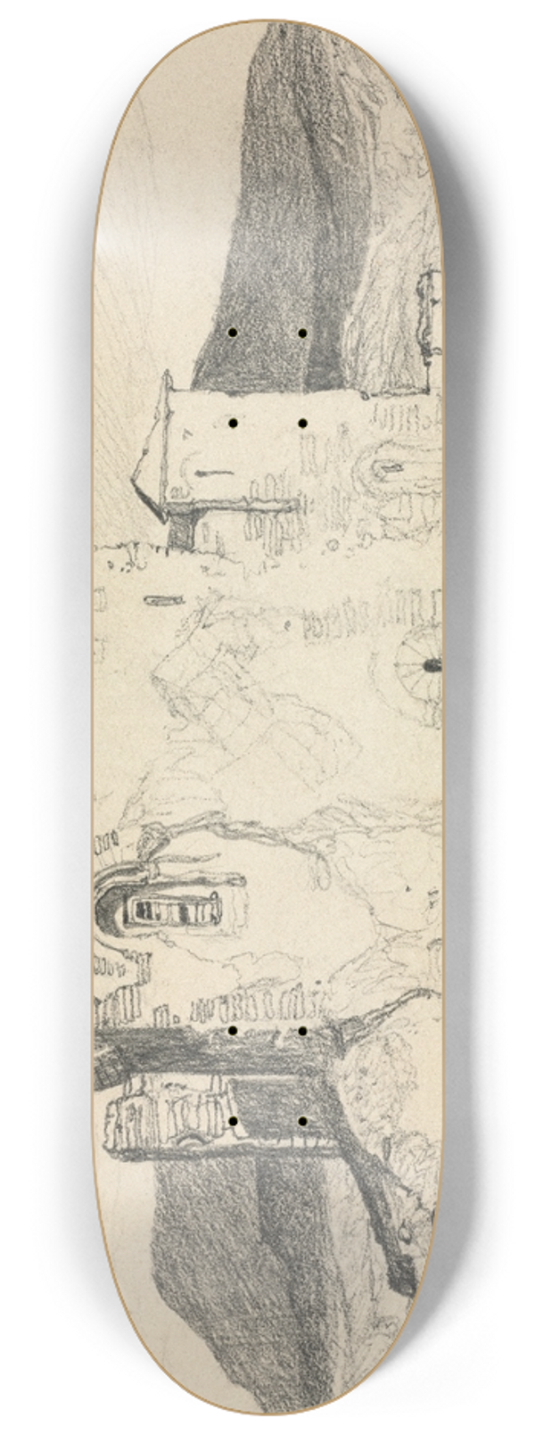 John Sell Cotman - A Castle in Normandy 8.25 inch art skate deck