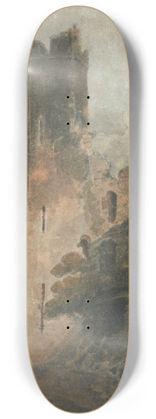 John Sell Cotman - A Castle Tower (Caernarvon Castle) 8.25 inch art skate deck