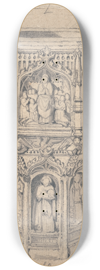 John Sell Cotman - A Font in Walsoken Church, Norfolk 8.25 inch art skate deck