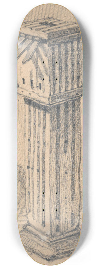 John Sell Cotman - An Ancient Alms Box, Walsingham Church, Norfolk 8.25 inch art skate deck