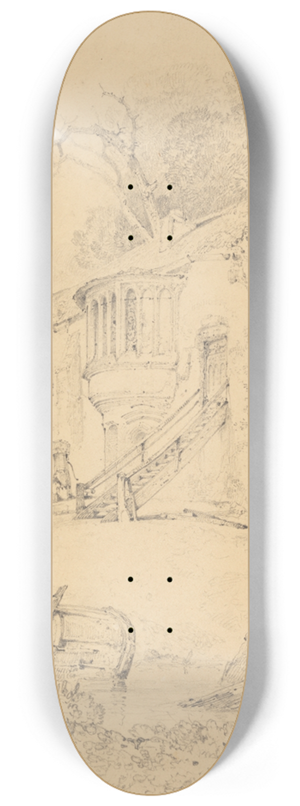 John Sell Cotman - Castle Acre Priory, Norfolk 8.25 inch art skate deck