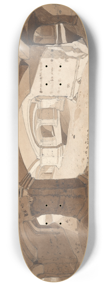John Sell Cotman - Caverns Excavated in the Rock within the Castle of Chateau Gaillard, near Andelys, Normandy 8.25 inch art skate deck
