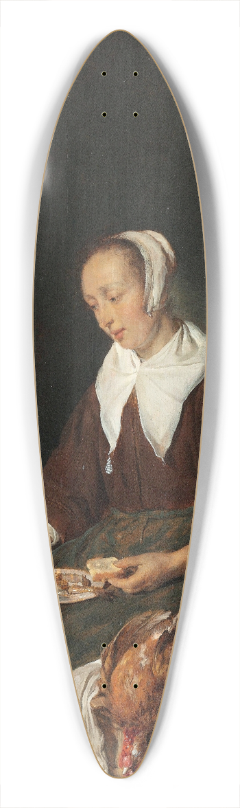 Gabriel Metsu - The Cats Breakfast 39.3 inch art pintail longboard deck