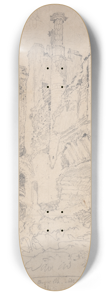 John Sell Cotman - Framlingham Castle, Suffolk; Part of Ruined Interior 8.25 inch art skate deck