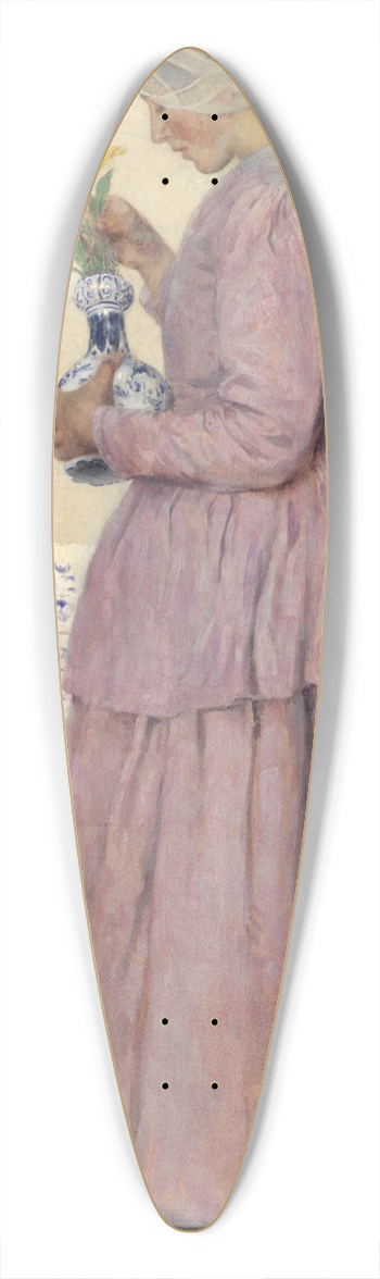 Gari Melchers - Arranging the Tulips 39.3 inch art pintail longboard deck