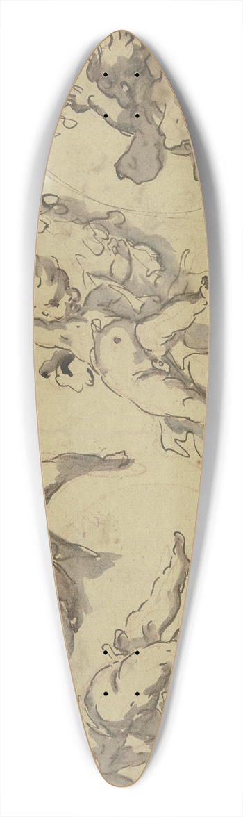 Gaspare Diziani - Playing cherubs 39.3 inch art pintail longboard deck