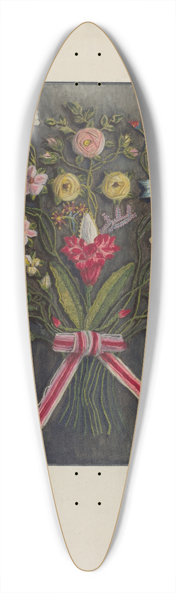 Genevieve Jordan - Crewel Wreath 39.3 inch art pintail longboard deck