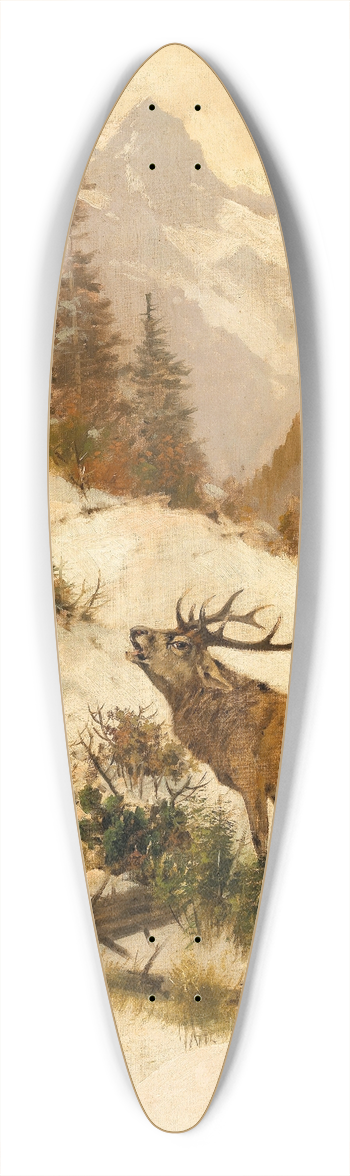 Georg Berger - Roe Deer in a Mountain Landscape in Winter 39.3 inch art pintail longboard deck