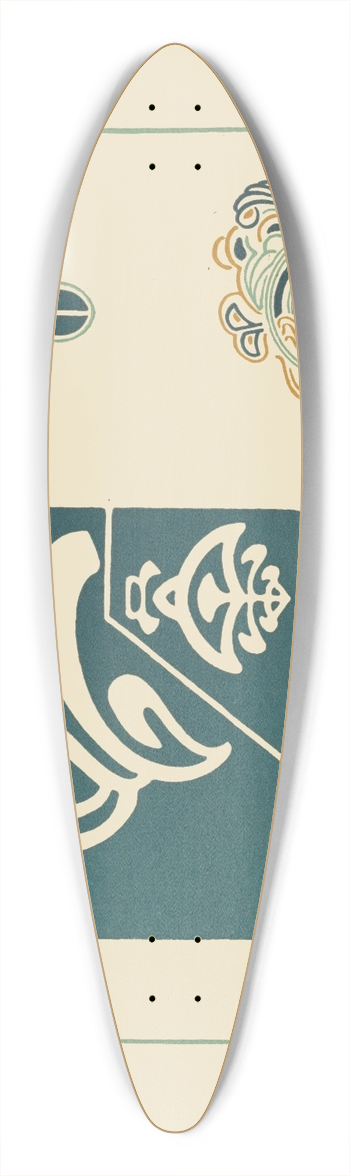 George Auriol - Abstract design based on leaf and feather shapes 39.3 inch art pintail longboard deck