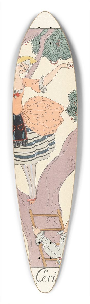 George Barbier - Les Cerises (Cherries) 39.3 inch art pintail longboard deck