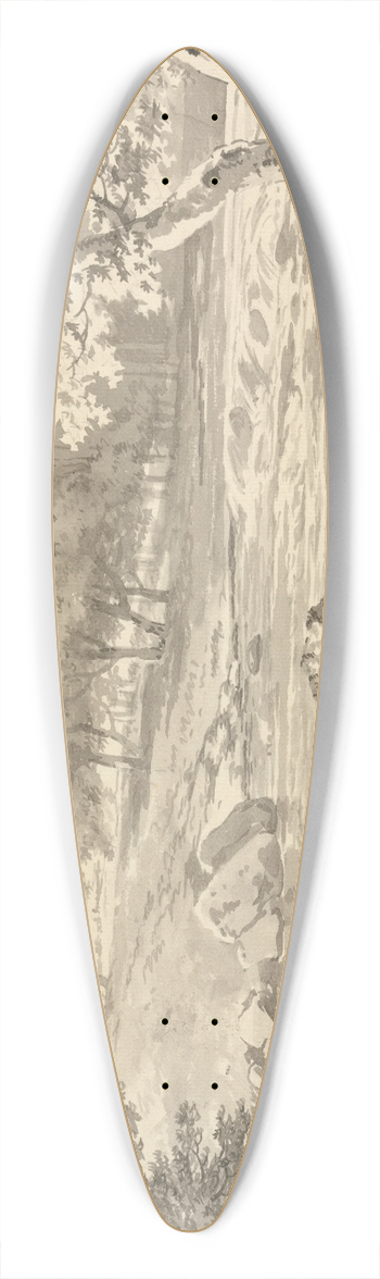 George Barret - River with Angler 39.3 inch art pintail longboard deck