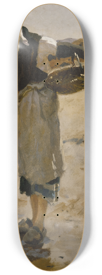 John Singer Sargent - Breton Woman with a Basket, Sketch for Oyster Gatherers of Cancale 8.25 inch art skate deck