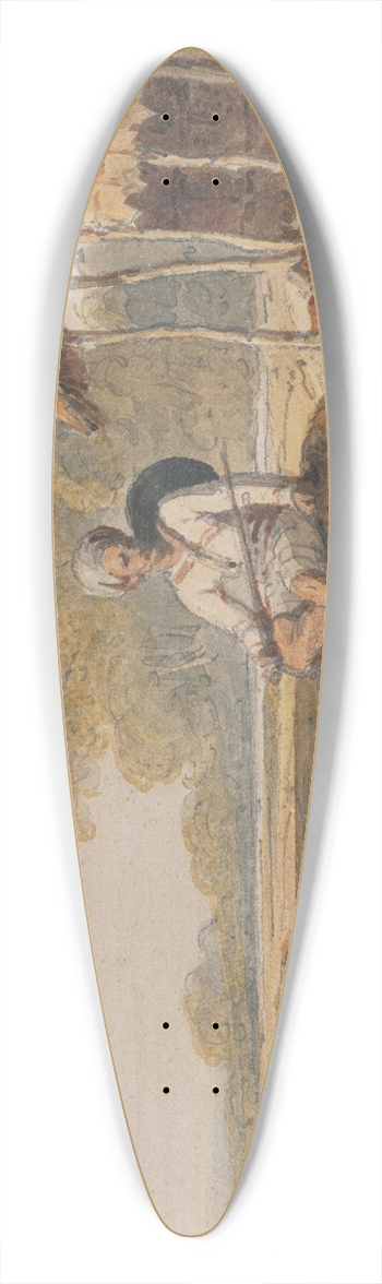 George Chinnery - Bengal landscape with a soldier and a distant shrine 39.3 inch art pintail longboard deck