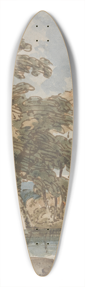George Chinnery - Trees by a River 39.3 inch art pintail longboard deck