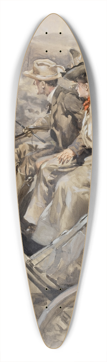 George Hand Wright - Couple on Stagecoach 39.3 inch art pintail longboard deck