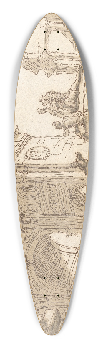 George Knapton - Classical scene 39.3 inch art pintail longboard deck