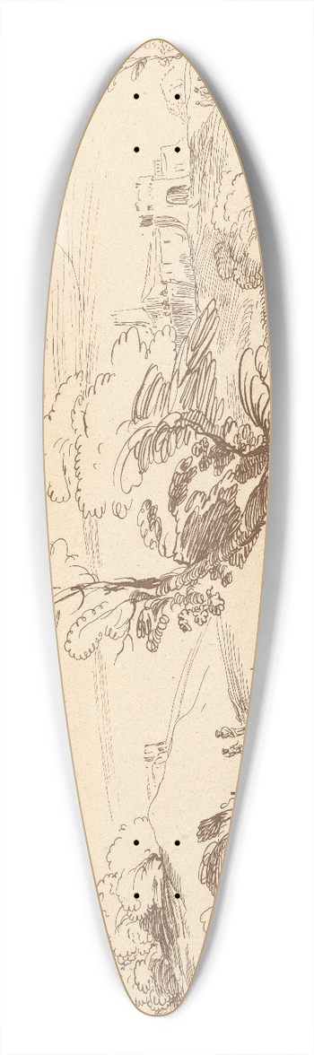 George Knapton - Landscape and stream crossing 39.3 inch art pintail longboard deck