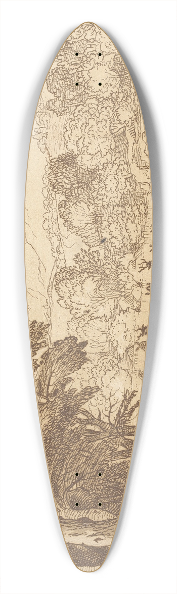 George Knapton - Landscape with deer 39.3 inch art pintail longboard deck