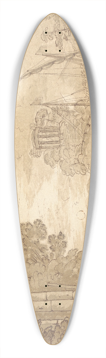 George Knapton - Landscape with explorers 39.3 inch art pintail longboard deck