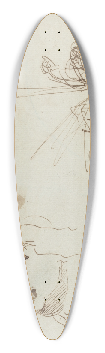 George Romney - Figure Studies (verso) 39.3 inch art pintail longboard deck