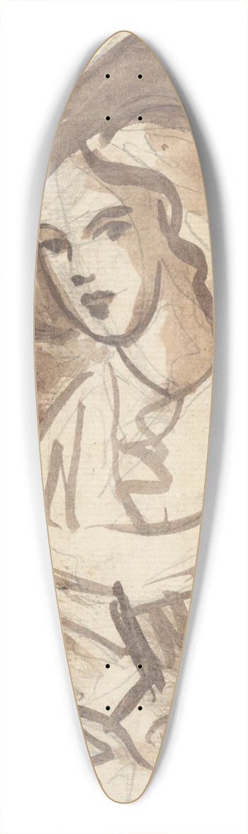 George Romney - Sketch 39.3 inch art pintail longboard deck