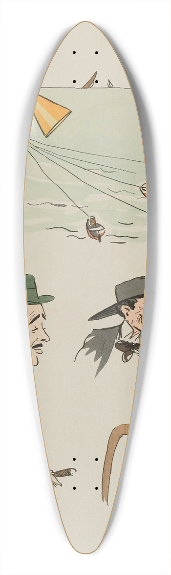 Georges Goursat (Sem) - comte Louis Ren de Gramont, le comte Bruno de Boisgelin et le comte de Cherisey, un marin 39.3 inch art pintail longboard deck