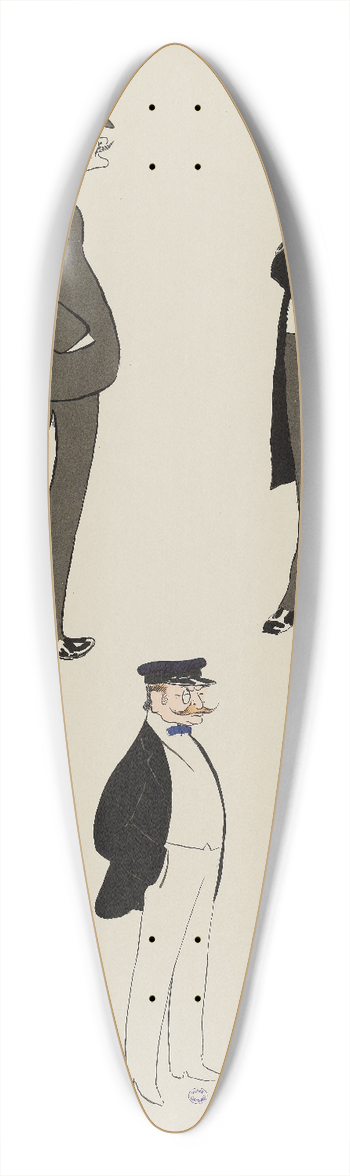 Georges Goursat (Sem) - Le Comte Hubert de Pourtals et le Duc Elie Decazes 39.3 inch art pintail longboard deck