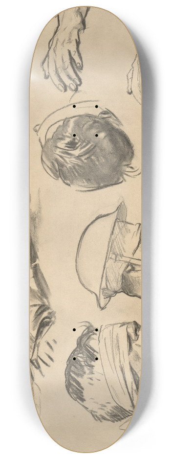 John Singer Sargent - Studies for Gassed V 8.25 inch art skate deck