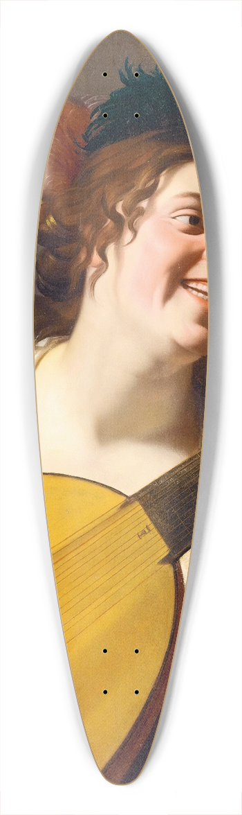 Gerard van Honthorst - A Woman Tuning A Lute 39.3 inch art pintail longboard deck