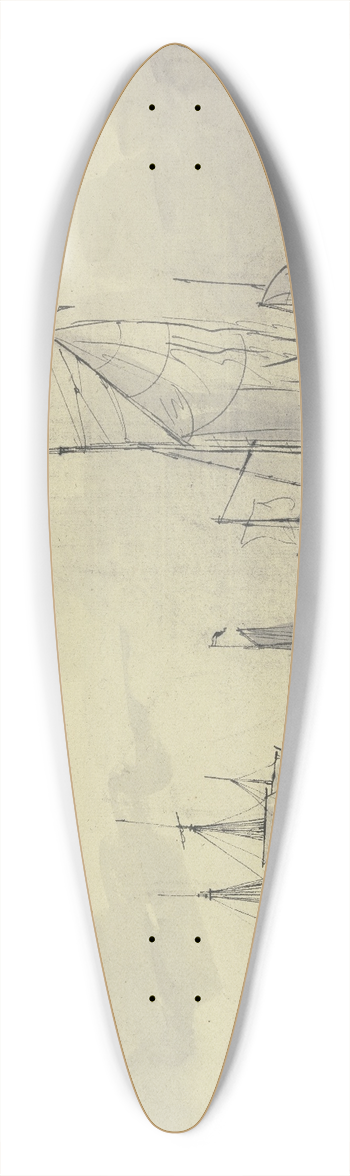 Gerrit Groenewegen - Viele Schiffe bei ruhiger See, links vorn zwei Ruderboote 39.3 inch art pintail longboard deck