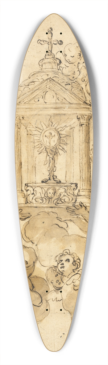 Giacinto Calandrucci - Monstrance Borne by Angels 39.3 inch art pintail longboard deck