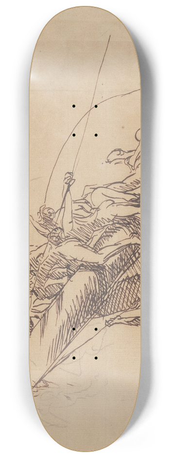 John Singleton Copley - Study for The Defeat of the Floating Batteries at Gibraltar 8.25 inch art skate deck