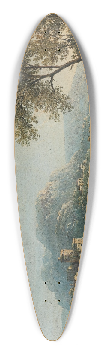Giovanni Battista Cimaroli - Paesaggio fluviale con figure e un asino 39.3 inch art pintail longboard deck