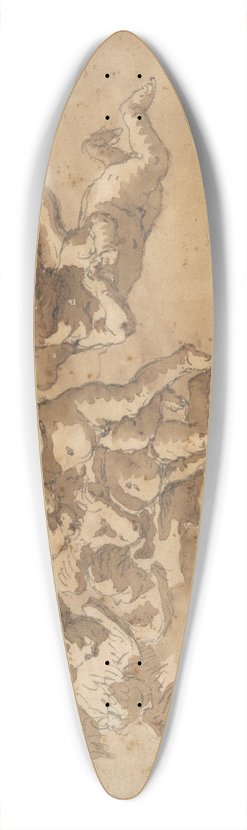 Giovanni Domenico Tiepolo - Putti Flying inClouds 39.3 inch art pintail longboard deck