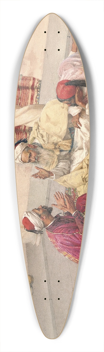 Giulio Rosati - Backgammon Players In A Courtyard 39.3 inch art pintail longboard deck