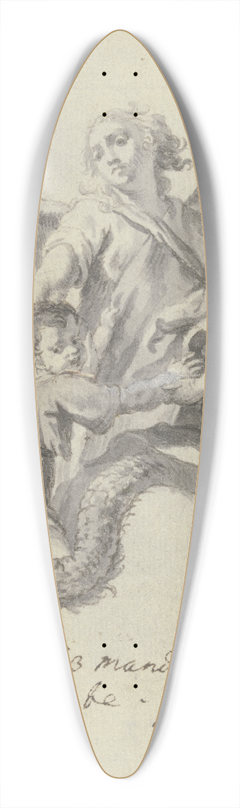 Gottfried Bernhard Gz - Kind mit Schutzengel und Drachen 39.3 inch art pintail longboard deck