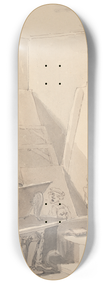 John Thomas Smith - Hogarth Making up a Portrait of H. Fielding, for a Bookseller.. 8.25 inch art skate deck