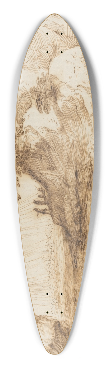 Guercino - Landscape with a Waterfall 39.3 inch art pintail longboard deck