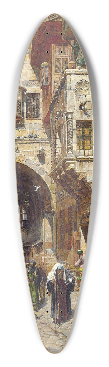 Gustav Bauernfeind - David street, Jerusalem 39.3 inch art pintail longboard deck