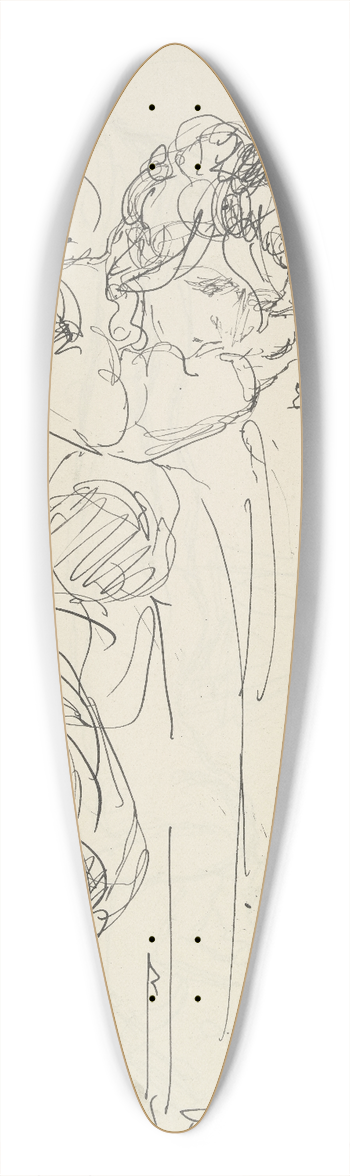 Gustav Schraegle - Brooding woman 39.3 inch art pintail longboard deck