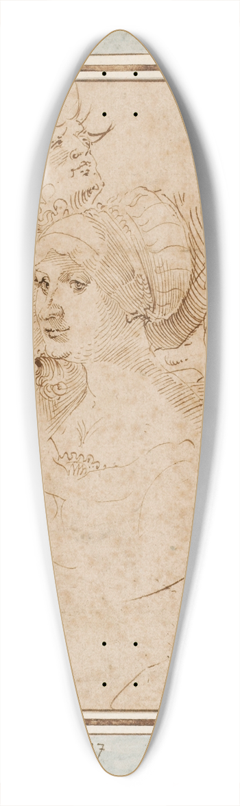 Hans Baldung - Studienblatt mit sieben Kpfen, darunter der Tod 39.3 inch art pintail longboard deck