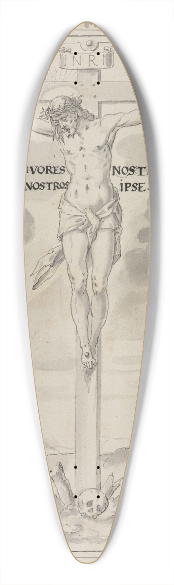 Hans Bock the younger - Riss mit Christus am Kreuz 39.3 inch art pintail longboard deck