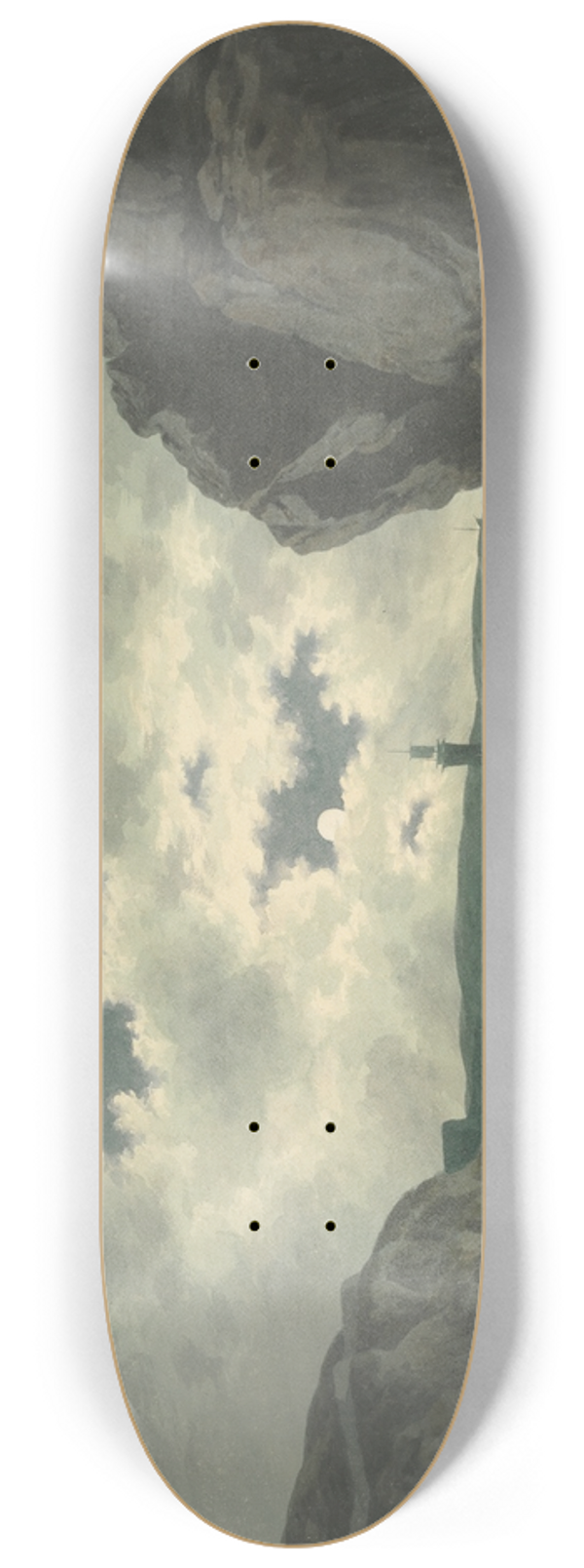 John Warwick Smith - Bay Scene in Moonlight 8.25 inch art skate deck