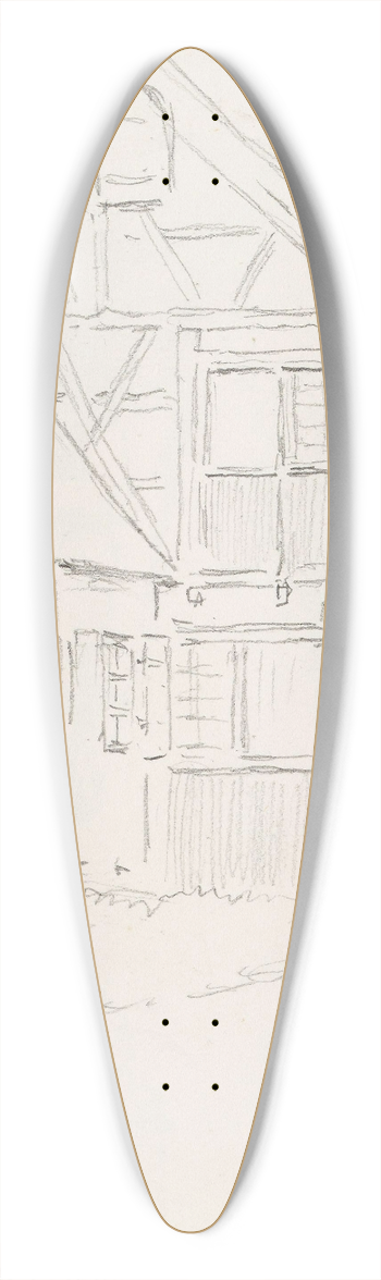 Hans Gude - Hus i Ermatingen 39.3 inch art pintail longboard deck