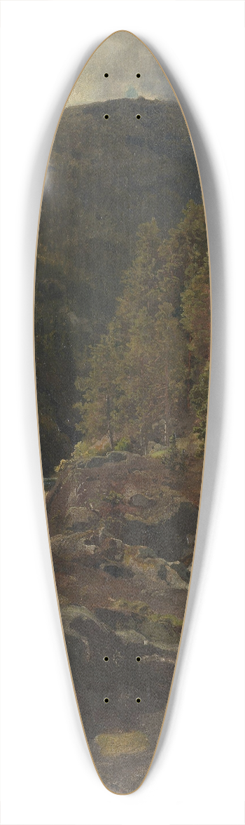Hans Gude - Landscape with Waterfall 39.3 inch art pintail longboard deck