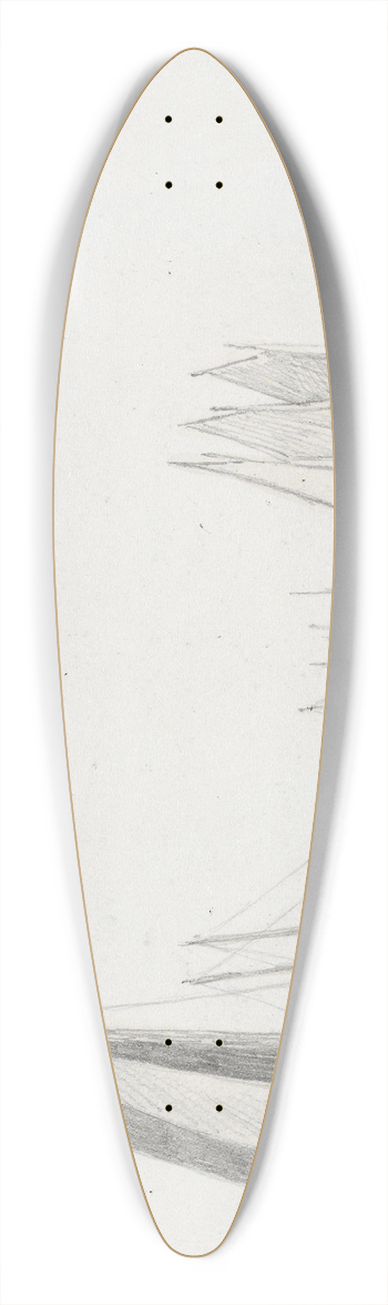 Hans Gude - Seilbter p stranden, Ahlbeck 39.3 inch art pintail longboard deck